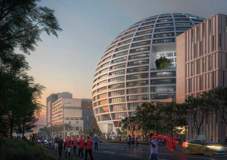 MVRDV 为地拉那新阿斯兰·鲁西（Asllan Rusi）体育宫设计球形地标建筑 - 3 的图像 10