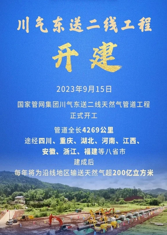 川气东送二线天然气管道工程项目正式开工